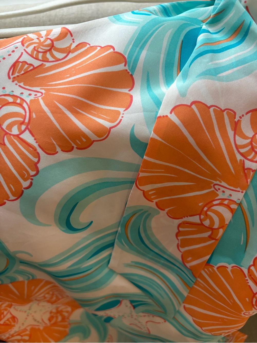 Lilly Pulitzer One-Shoulder Seashell Print Top in Orange & Teal - Picture 3 of 3